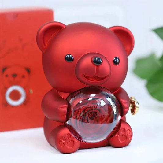 Cute Bear Gift Box With Heart Necklace And Chain