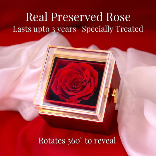 Valentine's Rotating Preserved Rose Jewellery Box