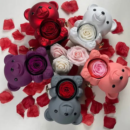 Cute Bear Gift Box With Heart Necklace And Chain
