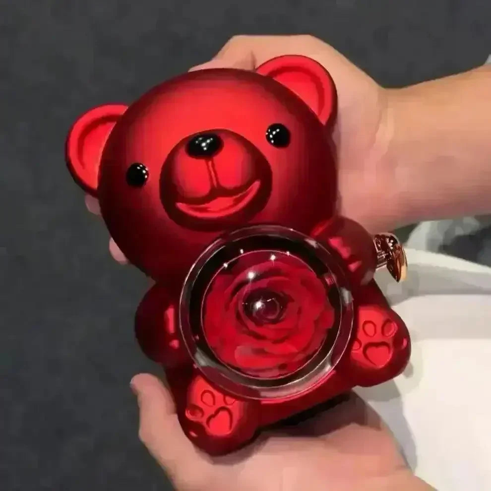 Eternal Rose Teddy Gift Box with Lovely Heart Pendant - Bear Hugs