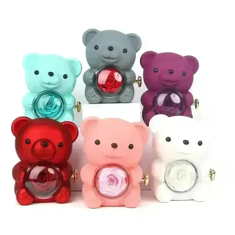 Eternal Rose Teddy Gift Box with Lovely Heart Pendant - Bear Hugs