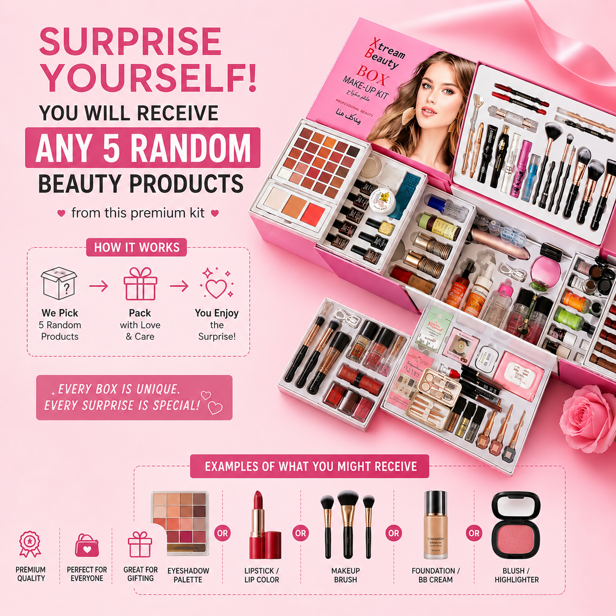 All-in-One Beauty Professional Makeup Kit | Premium Makeup Essentials Any 5 Random Products